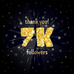 Vector illustration of  gold design for a thank you 7K followers.