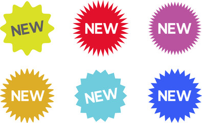 Stickers for New Arrival shop product tags, new labels or sale badges and banners. New sticker set, discount sticker, special price, advertising campaign, jagged starburst sticker icon, sale sticker.