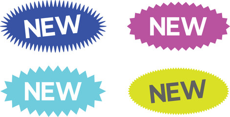 Obraz premium Stickers for New Arrival shop product tags, new labels or sale badges and banners. New sticker set, discount sticker, special price, advertising campaign, jagged starburst sticker icon, sale sticker.