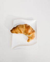 Top view of freshly baked croissant