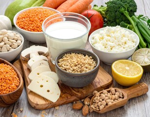 Nutritious Vegan Meal Plated with Lentils and Nuts Close Up on White Wood Tabletop for Omega Rich Diet in Natural Lighting