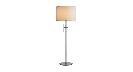 Elegant floor lamp with fabric shade on transparent background