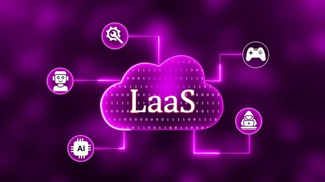 Cloud Computing LAS Network with Icons for Security, Communication, and Growth LAAS technology