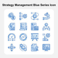 Business growth and performance strategy Blue Series icons set 1