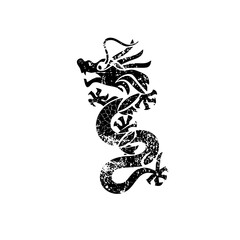 Fototapeta premium Dragon curls dynamically in illustration