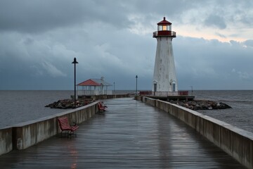 Gulf Coast Mississippi. Biloxi Lighthouse Pier in Mississippi, US