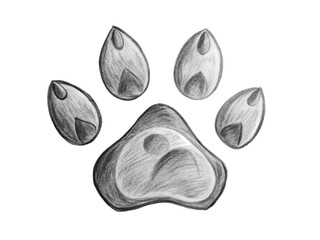 Hand drawn paw print isolated on transparent background, a charming and whimsical design