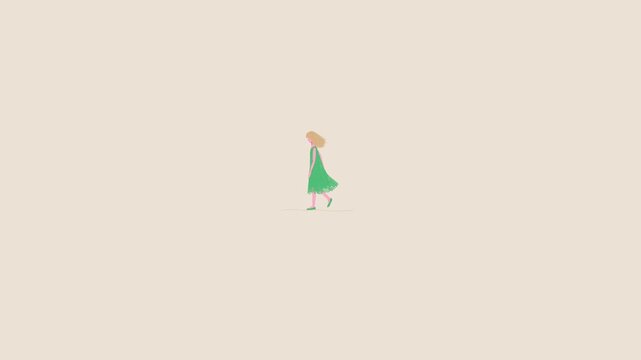 Girl oe woman is walking, concept looping pencil drawn animation, cartoon video 4k