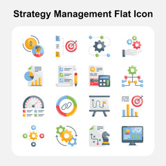 Business growth and performance strategy Flat icons set 1