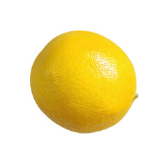 A single bright yellow lemon isolated on transparent background, showcasing its textured peel and vibrant citrus color