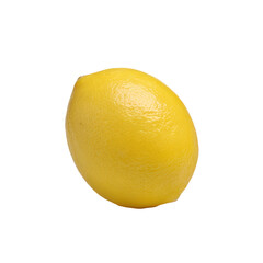 A single, bright yellow lemon isolated on a transparent background, highlighting its oval shape and smooth skin