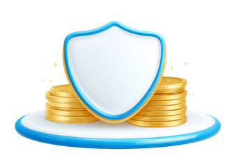Shield Symbol Protecting Stack of Gold Coins