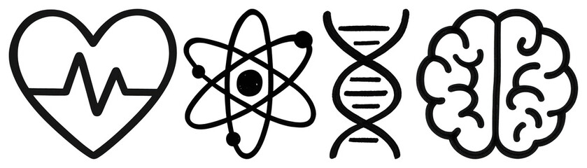 Science health DNA brain icons