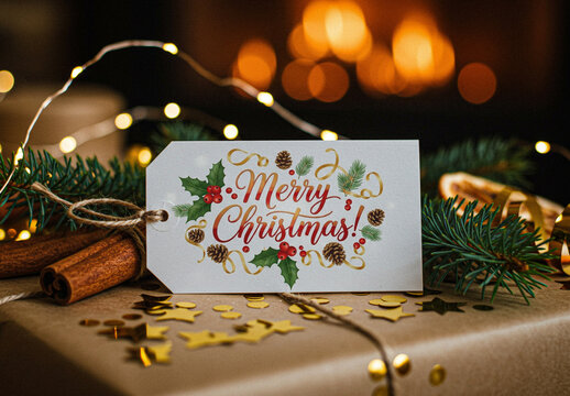Christmas Gift Tag Mockup