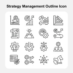 Success, teamwork, and achievement strategy Outline icons set 2