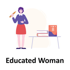 Educated Woman Vector Illustration Which can easily edit or modify