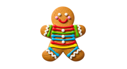 Decorated Gingerbread Man, isolated on transparent background
