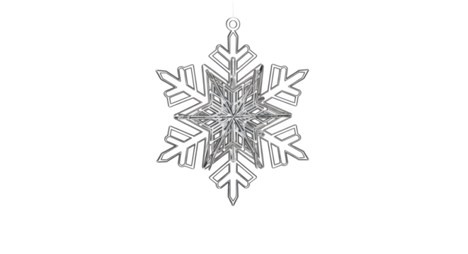 Intricate Snowflake Ornament, isolated on transparent background