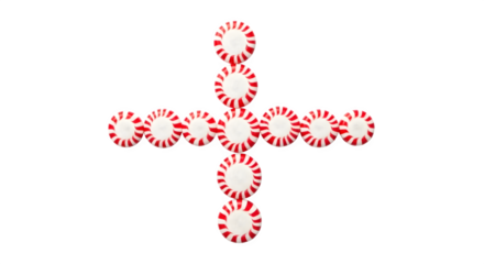 Candy Cane Cross, isolated on transparent background