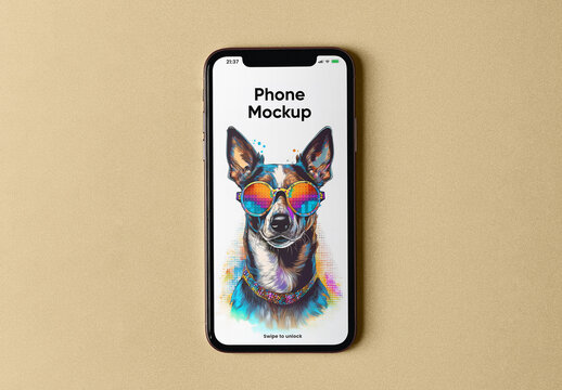 Lying Phone Screen Mockup