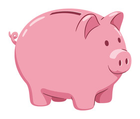 Fototapeta premium Pink Piggy Bank Vector Illustration, Simple Minimalist Savings Icon