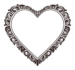Elegant Minimalist Valentine Heart Vector Frame, Clean Lines, High Contrast Design