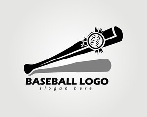 baseball logo with a picture of a bat hitting a ball to symbolize how to play baseball