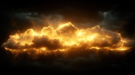 Fiery cloud cluster against dark sky