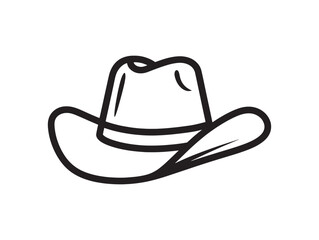 Cowboy Hat Icon Minimalist Line Art