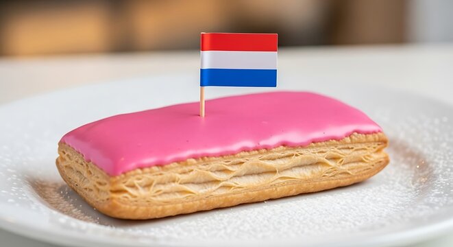 Tompouce with Dutch Flag - A Traditional Pastry Delight.