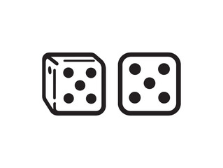 Game Dice Icon Minimalist Line Art
