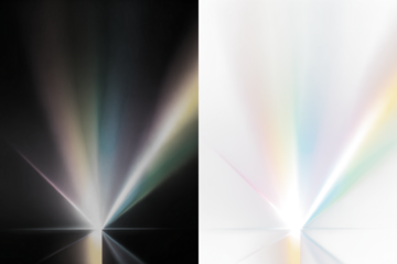 Abstract light rays emerging from a central point, creating a stunning contrast against dark and light backgrounds, showcasing vibrant colors and dynamic visual effects in a captivating design concept