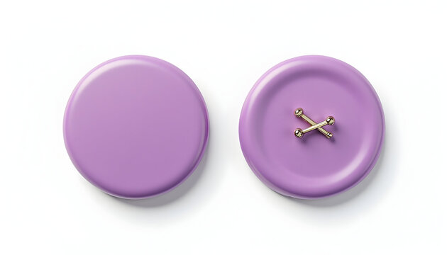 Purple Button with Crossed Gold Pins on Smooth Surface for Fashion or Craft Projects