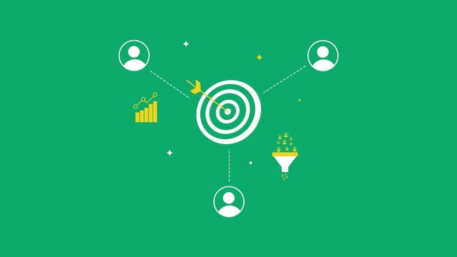 Multiple users connected with single task and goal concept 4k animation on green screen for keying.