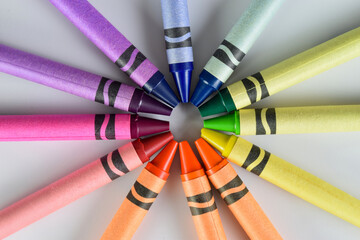 Colorful Crayons Arranged in Circle