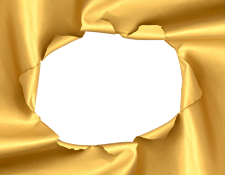 Torn gold paper background with central hole