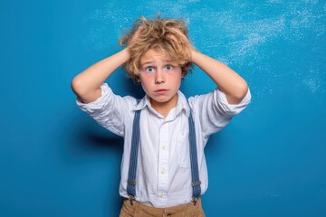 Head Slap. Boy in Panic and Disappointment Over Forgetful Mistakes