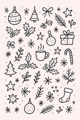 Hand-Drawn Doodle Christmas Pattern Set | Festive Sketch Vector Elements