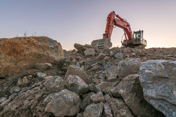 Heavy machinery for the construction of a road in Spain