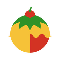 Christmas Pudding Colorful Line Art 