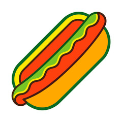 Hotdog Colorful Vector Line Art 