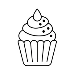 Christmas Cupcake Colorful Vector Line Art Minimal Design