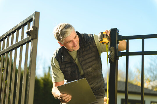 A Safety fence with worker inspection take measure men