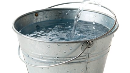 Bucket full of water, a treasury holding the moisture cut out on PNG. AI GENERATED.