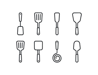 simple outline stroke icon isolated on white background flat cooking turner slotted spatula flip blade grill turner pancake spatula flipper stir tool frying spatula
