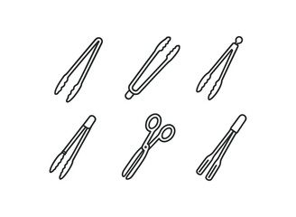 simple outline stroke icon isolated on white background stainless bbq tongs grilling tong locking tong spring tong scissor tong meat tong handle tong cooking tong