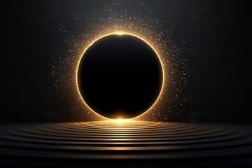 Abstract image of a glowing golden ring on a black background