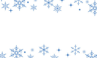 Elegant blue   snowflake border flakes and stars on a transparent background