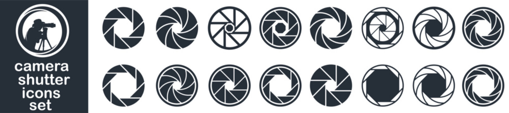 Camera shutter icons set. Vector illustration