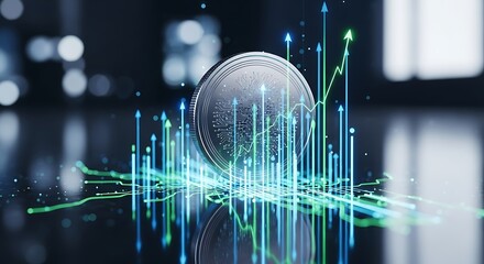 Digital cryptocurrency bitcoin growth and technology abstract background